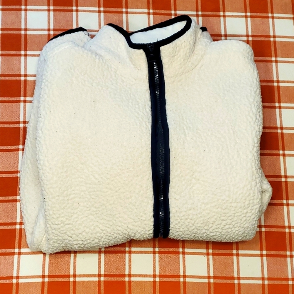 Lands End sherpa full zip fleece womens sz XL